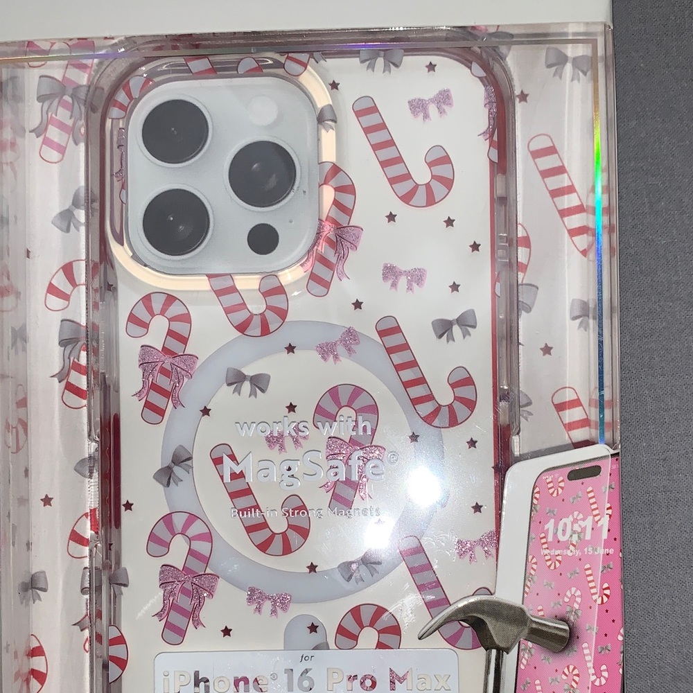 🆕-Candy Canes iPhone 16 Pro Max Case - Candy Bows - Picture 4 of 7